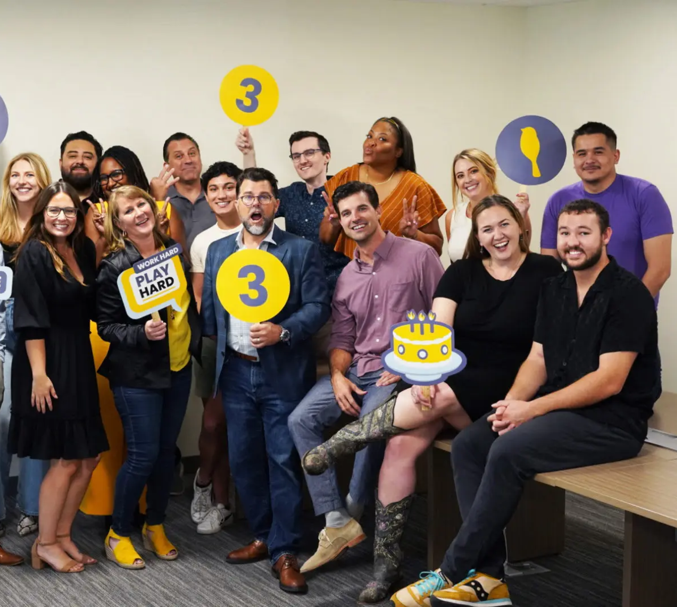 Diverse team celebrating together