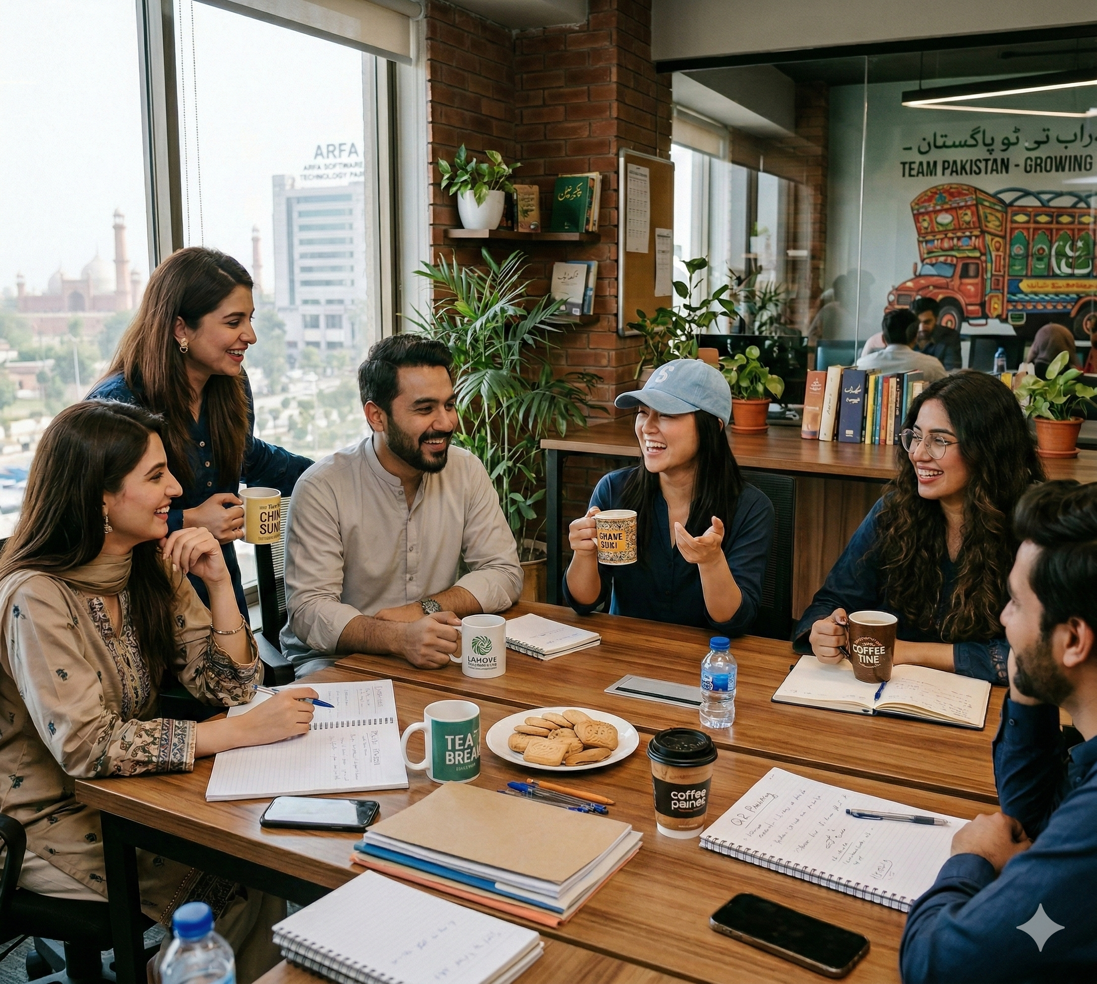 Team working together in kitchen
